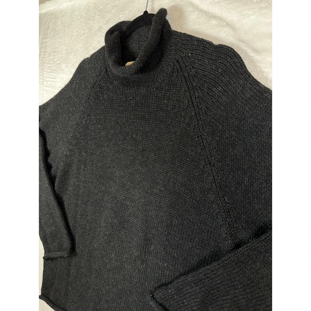 J Crew Vintage Oarsman Rollneck Sweater Mens L Charcoal Gray 100% Wool Knit